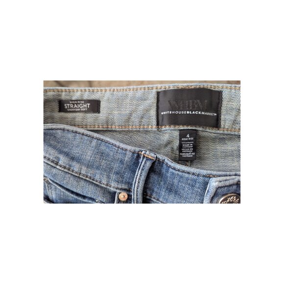 WHBM High Rise Straight Leg Jeans Medium Wash Size 4 Stretch Denim EUC - Picture 5 of 7